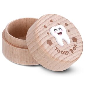 Tooth Fairy Tooth Holder, 3D Carved Wooden Tooth Fairy Box, Cute Tooth Keepsake Box for Boys Girls Lost Teeth Storage