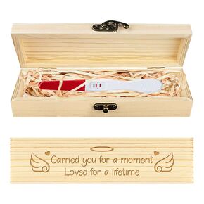 CHGCRAFT Pregnancy Test Keepsake Box Wings Heart Wooden Pregnancy Announcement Gifts Keepsake Box Box with Raffia Ribbon and Lock Announcement Gifts for Husband Grandparents Parents, 8x2x1.2inch
