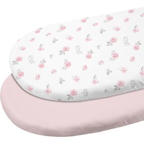Gllquen Baby Bassinet Sheets 2 Pack, 100% Organic Cotton Bassinet Fitted Sheets for Girls Boys, Soft & Breathable Unisex Bassinet Mattress Sheets for Standard Bassinet 32"X16"(Green)