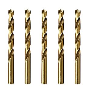 MAXTOOL 1/2" 5PCs Identical Cobalt Jobber Length Drill Bits HSS M35 Twist Drill Bits Fully Ground Golden Straight Shank Drills; JBF35G10R32E5