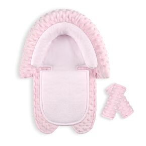 Infant Car Seat Insert, HNHUAMING Baby Car Seat Head & Body Support for Newborn, Ultra Soft Reversible Preemie Carseat Insert Cushion for Girls Boys, Fit Car Seat, Stroller, Swing, Bouncer, Pink