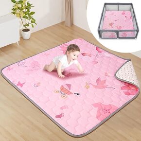 Baby Mat for Floor, Premium 50x50 Playpen Mat, Odorless Play Mat, Thicken Soft Padding Foam Play Mat for Baby, Non-Slip Cushioned Baby Floor Mat, Machine Washable Baby Crawling Mat (Ocean)
