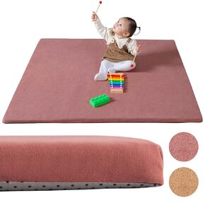 Padded Baby Play Mat for Floor with Plush Fabric - Soft Foam Baby Mat for Comfort and Safety - Ideal for Playrooms and Nurseries (Rust)