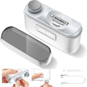 Electric Automatic Nail Clipper with LED Light & 2 Speeds, Fingernail Cutter and Polisher 2 in 1 Design, Nail Scraps Storage Rechargeable Safety Fingernail Trimmer for Baby Seniors and Adult