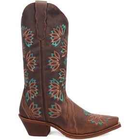 Laredo Womens Filly Embroidered Snip Toe Casual Boots Mid Calf Low Heel 1-2" - Brown