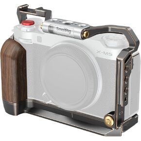 SmallRig Retro Cage for FUJIFILM X-M5, Built-in Wooden Handgrip and Quick Release Plate for Arca, Included Windshield/Hot Shoe Cover/Shutter Release Button - 4892
