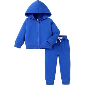 Happy Town Baby Clothes for Girls Boy Solid Color Zipper Hoodie and Sweatpants Outfits Fall Winter Toddler Sweatsuit