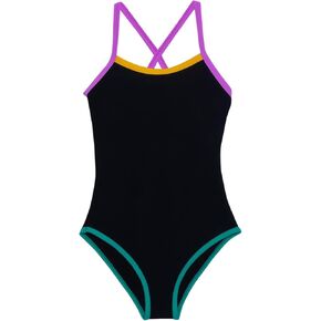 Gottex Girls Kids Toddler and Little Prix Textured Black One Piece Swimsuit Uv Sun Protection Bathing Suit