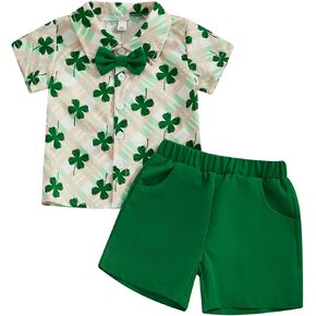 أطفال طفل صغار القديس باتريكز زي شامروك شوروك القصيرة زر أسفل القميص السراويل in Kuwait