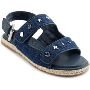 KARL LAGERFELD Women's Cushioned Insole Everyday Charlay Studs-Ankle Sandal Flat