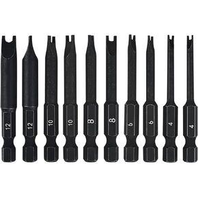 Spanner Bit Set (10 Pack - 2.3" Long Magnetic Heads) Spanner Fork Snake-Eye Security Screwdriver Bit Sizes: 4, 6, 8, 10, 12 (2 of Each Size)