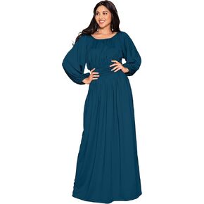 KOH KOH Womens Sleeve Vintage Peasant Empire Waist Pleated Fall