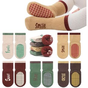 Toddler Non-skid Grip Socks Baby Warm Thick Crew Socks Anti Skid Floor Gripper for Girls Boys First Walking Newborn