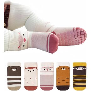 Baby Toddler Non-skid Socks Warm Thick Anti Skid Slipper Crew Socks for Girl Boy Newborn Infant 5 Pairs in Kuwait