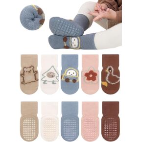 Baby Toddler Non-skid Socks Warm Thick Anti Skid Slipper Crew Socks for Girl Boy Newborn Infant 5 Pairs