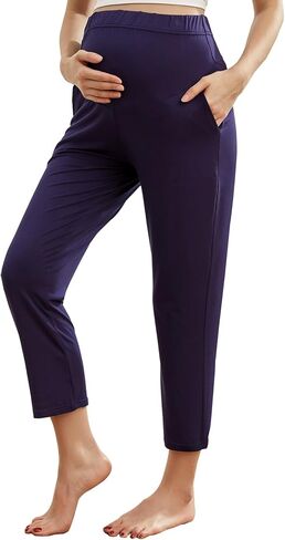 Ultra-Soft Maternity Joggers - High-Waisted Over Bump Cropped Pregnancy Trousers with Pockets in Saudi Arabia