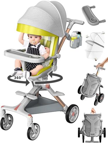 Lightweight Stroller with Snack Tray, Portable Stroller, Compact Travel Stroller with 360°Rotational Seat, Extra Large Storage Basket, and 5-Point Safety Belt Stroller for Toddlers 2-4 Years in Saudi Arabia