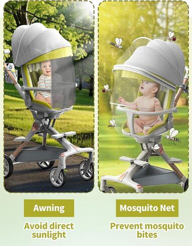 Lightweight Stroller with Snack Tray, Portable Stroller, Compact Travel Stroller with 360°Rotational Seat, Extra Large Storage Basket, and 5-Point Safety Belt Stroller for Toddlers 2-4 Years in Saudi Arabia