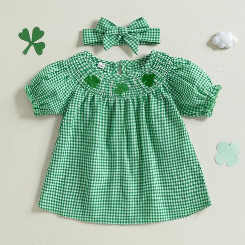 Fiomva St Patricks يوم طفلة طفلة الزي الرضيع شامروك فستان ربيع صيف الثياب الأميرة in Saudi Arabia