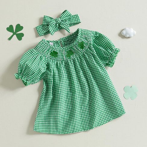 Fiomva St Patricks يوم طفلة طفلة الزي الرضيع شامروك فستان ربيع صيف الثياب الأميرة in Saudi Arabia