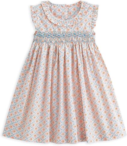 Curipeer Little Girls Summer Dress Floral Short Sleeve Cotton Casual Outfit Dress 12M-8Y in Saudi Arabia