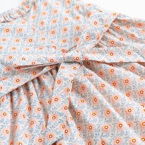 Curipeer Little Girls Summer Dress Floral Short Sleeve Cotton Casual Outfit Dress 12M-8Y in Saudi Arabia
