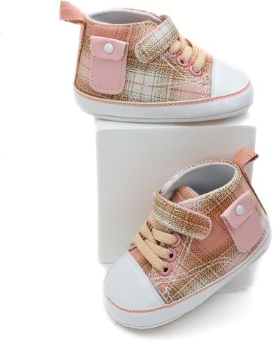 Checkered Canvas Shoes for Baby Boys and Girls,Lightweight and Breathable，0-18Months Infant Firstwalk Sneakers in Saudi Arabia