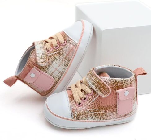 Checkered Canvas Shoes for Baby Boys and Girls,Lightweight and Breathable，0-18Months Infant Firstwalk Sneakers in Saudi Arabia