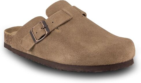 Women's Suede Clogs Slip-On Buckle Slides Leather Mules Cork Footbed Sandals Potato Shoes with Arch Support in Kuwait