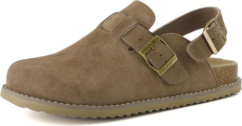 CUSHIONAIRE Brooklyn Women's Suede Clogs - Adjustable Slingback Clog Sandal with Buckle, Memory Foam, Wide Widths in Saudi Arabia