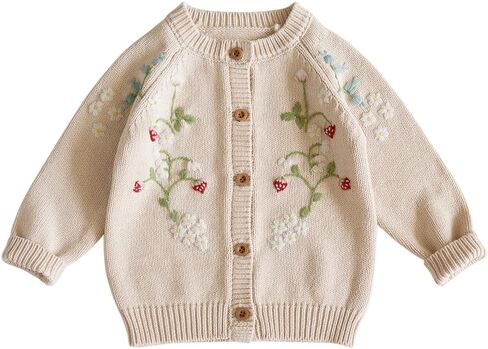Knitted Cotton Baby Girl Sweater - Soft, Stretchy, Lightweight, Eco-Friendly Fall and Winter Warmth in Saudi Arabia