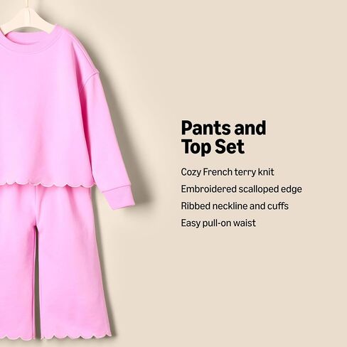 Amazon Essentials x Sofia Grainge Toddlers and Baby Girls' French Terry Sweatshirt Pant and Top Set in Kuwait