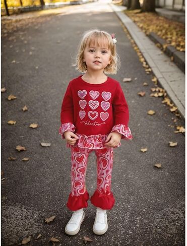 طفل طفل عيد الحب يوم عيد الحب قميص كشكش قميص اندلع بانت مجموعة القديس باتريكز ملابس يوم in Kuwait