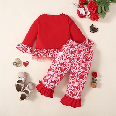 طفل طفل عيد الحب يوم عيد الحب قميص كشكش قميص اندلع بانت مجموعة القديس باتريكز ملابس يوم in Kuwait