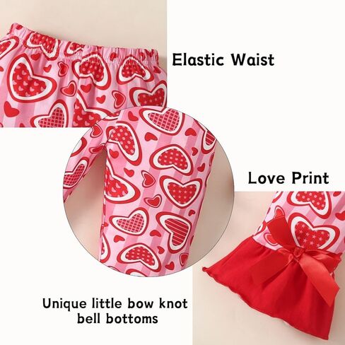 طفل طفل عيد الحب يوم عيد الحب قميص كشكش قميص اندلع بانت مجموعة القديس باتريكز ملابس يوم in Kuwait