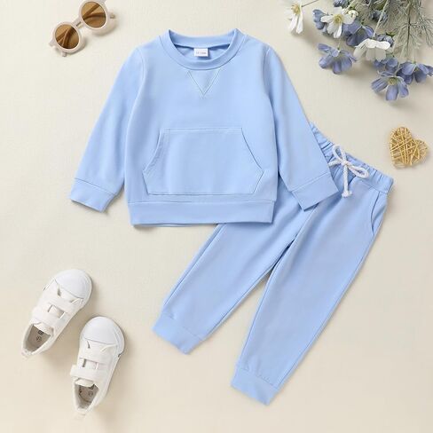 YOUNGER TREE Toddler Fall Outfits for Girl Long Sleeve Sweatsuit Top and Sweatpants Set Baby Girl Winter Clothes in Kuwait