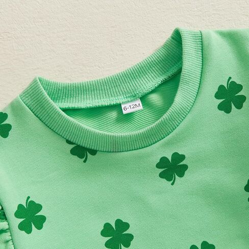 Lamuusaa Toddler Baby Girl St Patricks Day Outfit Shamrock Print Long Sleeve Sweatshirt Long Pants 2Pcs Clothes Set in Kuwait