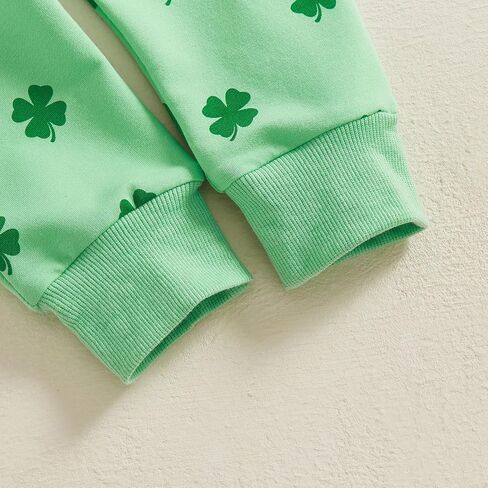 Lamuusaa Toddler Baby Girl St Patricks Day Outfit Shamrock Print Long Sleeve Sweatshirt Long Pants 2Pcs Clothes Set in Kuwait
