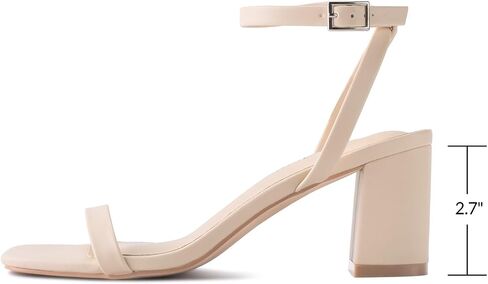 LACUONE Strappy Heels for women Block Chunky Heels Ankle Buckle Square Toe Heeled Sandals in Kuwait