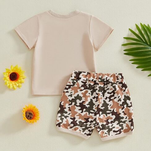 Baby Boy Hunting Outfits Duck Deer Embroidery Short Sleeve T-Shirt Camo Shorts Set 2Pcs Toddler Summer Clothes in Kuwait