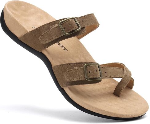 Athlefit Orthopedic Sandals for Women Wide Width Adjustable Comfort Orthotic Flip Flops with Arch Support in Saudi Arabia