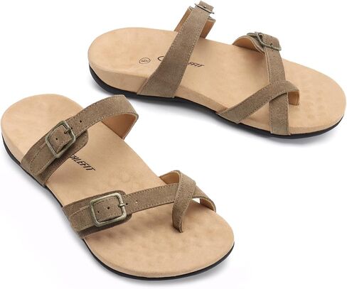 Athlefit Orthopedic Sandals for Women Wide Width Adjustable Comfort Orthotic Flip Flops with Arch Support in Saudi Arabia