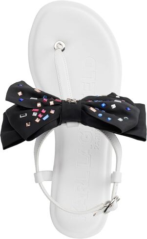 KARL LAGERFELD Women's Cushioned Insole Everyday Cristi Bow-Flat Womes's Sandals Slide in Saudi Arabia
