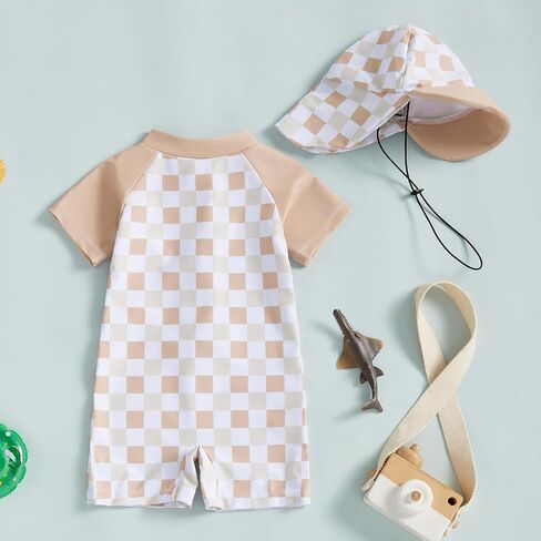 MAYUMMPY Baby Boys Girls Swimwear Casual Zipper One Pieces Rash Guard Swimsuit and Hat Beachwear Bathing Suit in Saudi Arabia