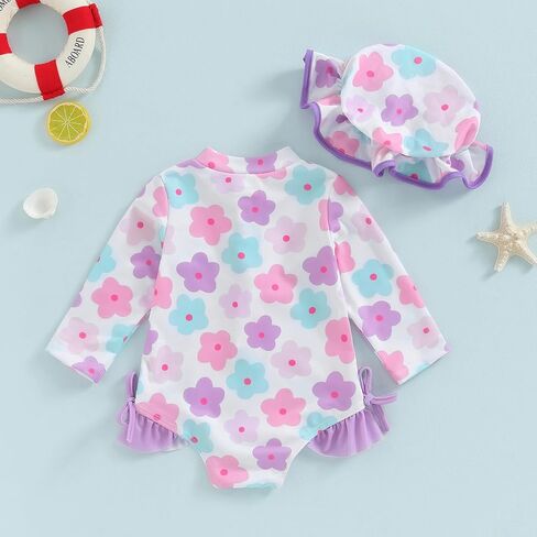 Zaxarra Infant Baby Girl Swimsuit قطعة واحدة لطيفة طباعة طويلة الأكمام in Kuwait