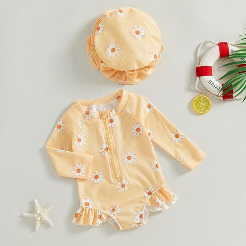 Zaxarra Infant Baby Girl Swimsuit قطعة واحدة لطيفة طباعة طويلة الأكمام in Kuwait