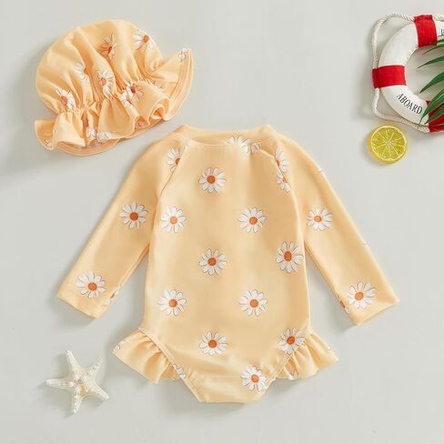 Zaxarra Infant Baby Girl Swimsuit قطعة واحدة لطيفة طباعة طويلة الأكمام in Kuwait