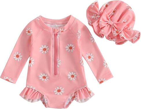 Zaxarra Infant Baby Girl Swimsuit قطعة واحدة لطيفة طباعة طويلة الأكمام in Kuwait