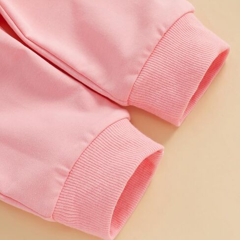 Toddler Baby Girl Valentine's Day Outfit Letter Ruffle Long Sleeve Sweatshirt Heart Print Pants Clothes Set in Kuwait