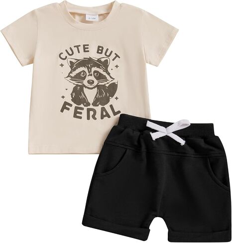Sejardin Infant Baby Boy Summer Clothes Letter Print Short Sleeve T Shirt Tops and Stretch Shorts Cute Baby Boy Outfit in Saudi Arabia